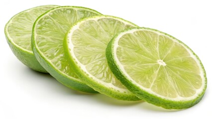 Sliced Limes on White Background