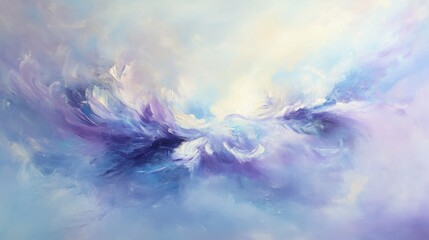 Abstract Lavender and Blue Swirling Cloudscape Painting