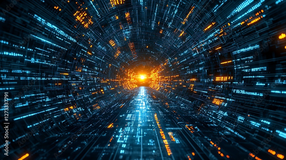 Aufkleber Digital tunnel showing data flow for technology presentation or futuristic background