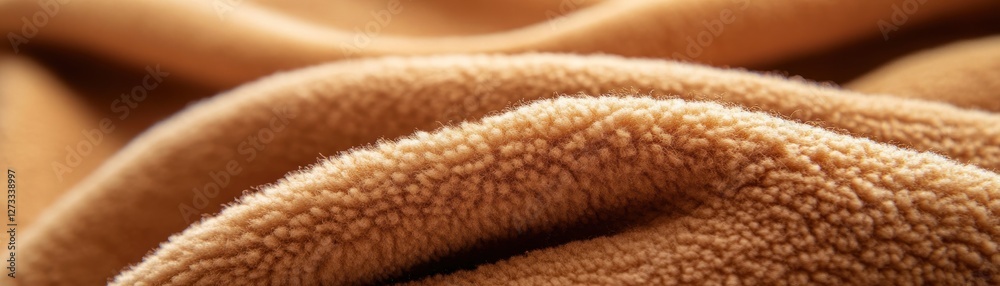 Poster close up of brown sherpa fleece material creating soft folds