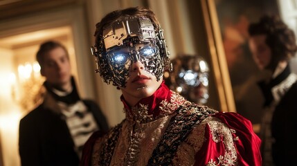 Elegant cyborg costume with a futuristic design.