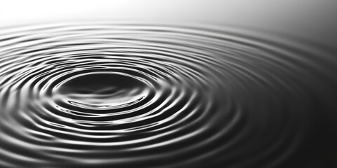 A mesmerizing black and white ripple dance on water, with concentric circles radiating from the central vortex, capturing serene chaos in perfect harmony. (147 characters)