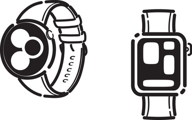 スマートウォッチのイラスト　線画