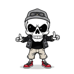 a skull emoji wearing a hat, sunglasses, and a jacket, giving it a cool and edgy appearance.