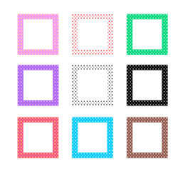 Square polka dot frames set for baby shower, discount labels, sale tag, book title, signboard or childish photo frame. Part 4.eps