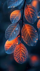 Digital technology translucent fantasy leaves plant abstract graphic poster background