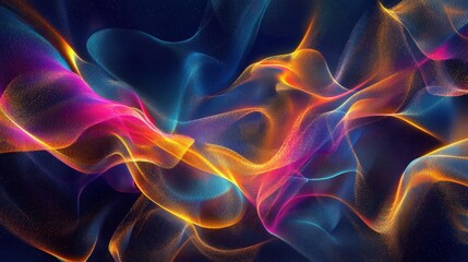 A vibrant abstract background of flowing golden lines and glowing particles, emanating elegance and motion.