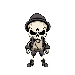 Skull emoji wearing hat, chain, and boots.