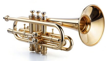 Gold Trumpet on White Background