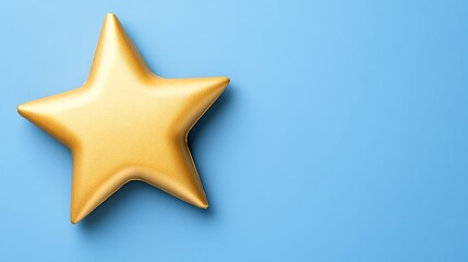 Obraz premium Golden Star on Light Blue Background With Studio Lighting And Clean Look