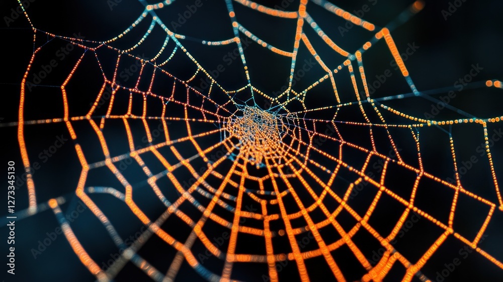 Poster dewdrops adorn intricate spiderweb design