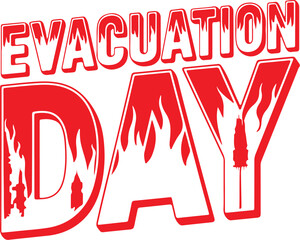 Evacuation Day T-shirt design, White t-shirt hanging on a hanger in front of a window.