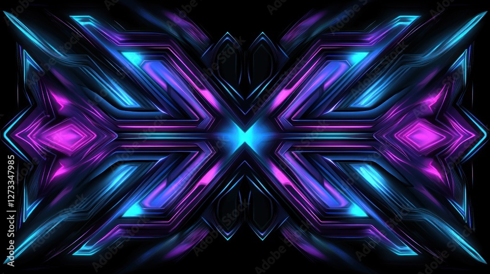 Poster abstract neon geometric pattern design