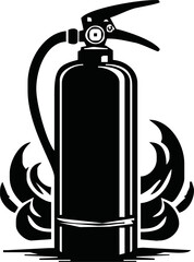 fire extinguisher vector, fire killer, fire reel hose on isolated background. Fire extinguisher icon in flat icon design