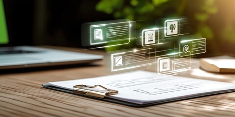 Futuristic Glowing Document Review
