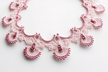 Delicate Delicate Pink Lace Necklace with Subtle Gradation