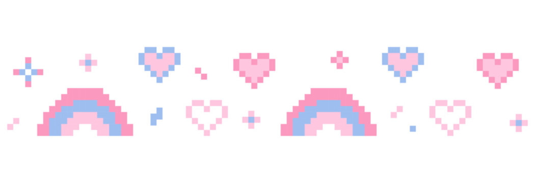 Pixel star sparkle cute retro 8 bit sparkle set. Shiny pink game pixel art effect set. Firework burst, arrow, space decoration. 90s aesthetics, y2k 