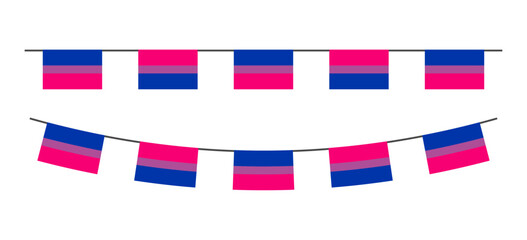 Pride month LGBT flags garlands with pennants. Vector buntings set. Footer and banner background