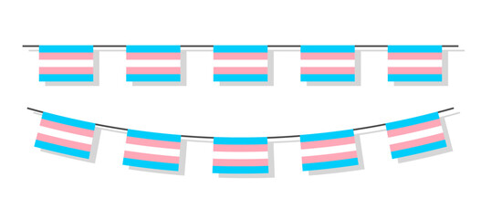 Pride month LGBT flags garlands with pennants. Vector buntings set. Footer and banner background