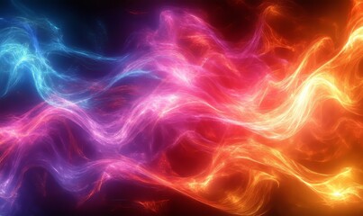 Obraz premium Neon Wavy Flowing Abstract Background, Generative AI