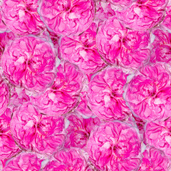 Seamless floral pattern featuring delicate pink peonies in full bloom