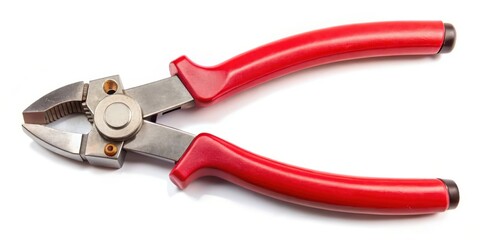 Fototapeta premium Red-handled Diagonal Cutting Pliers on White Background
