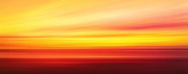 Obraz premium A horizontal gradient combining bright golden yellow with warm sunset orange, accented by soft radial light effects and a blurred horizon for a vibrant yet serene feel