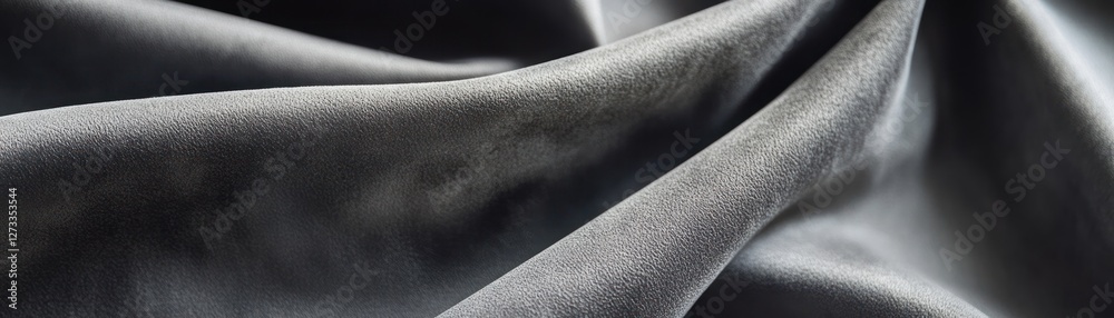 Poster soft gray fabric elegantly draped creating folds and shadows