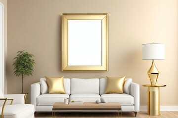 Blank frame in wall mockup