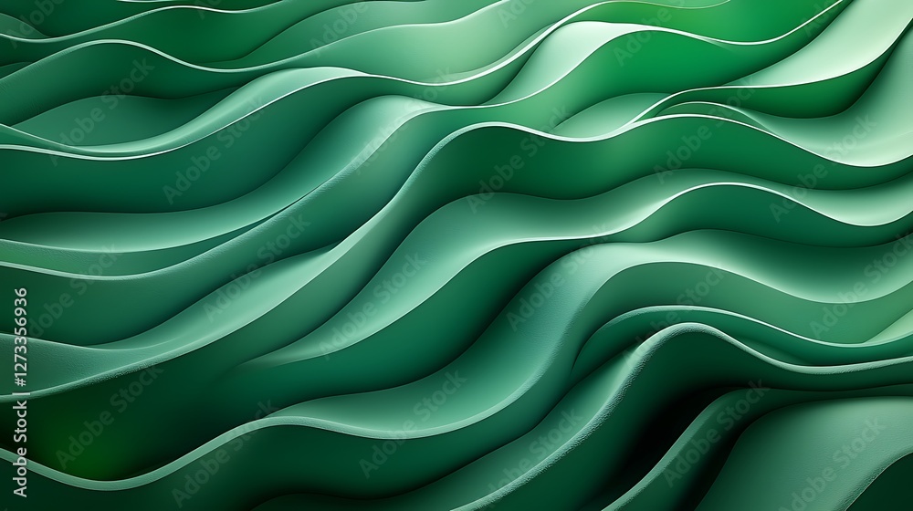 Poster green undulating surface creating a sense of organic waves for backgrounds