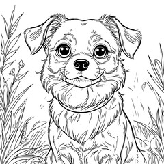 Adorable Puppy Line Art Illustration