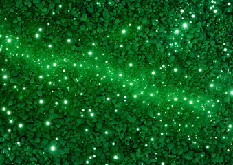 Vibrant green abstract background with glowing lights and organic patterns.