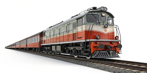 Obraz premium Diesel Locomotive Train on White Background