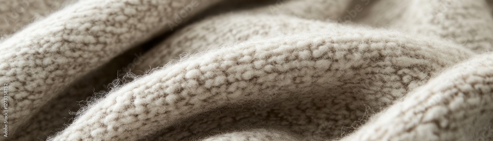 Aufkleber cream colored sherpa fabric folds softly in textured waves