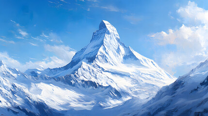The majestic snow-capped peak of the Matterhorn in Switzerland
