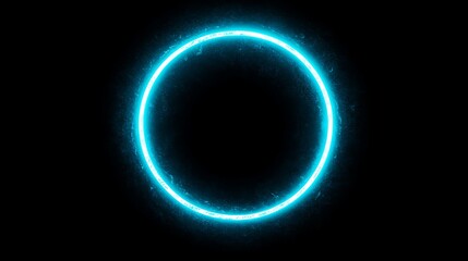 A glowing blue circular shape against a black background, creating a striking visual effect.