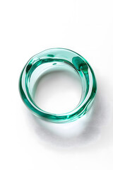 Clear blue cosmetic gel serum oil drop isolated on white background. Hyaluronic acid skincare product top view