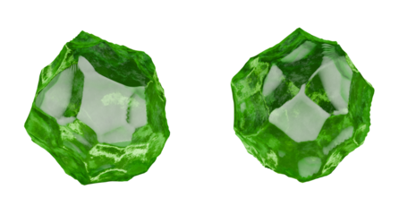 green crystals isolated on white background