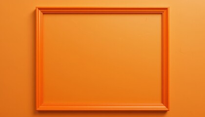Fototapeta premium An empty orange frame against a matching orange background, ideal for showcasing artwork or photographs, perfect for home decor or marketing materials.
