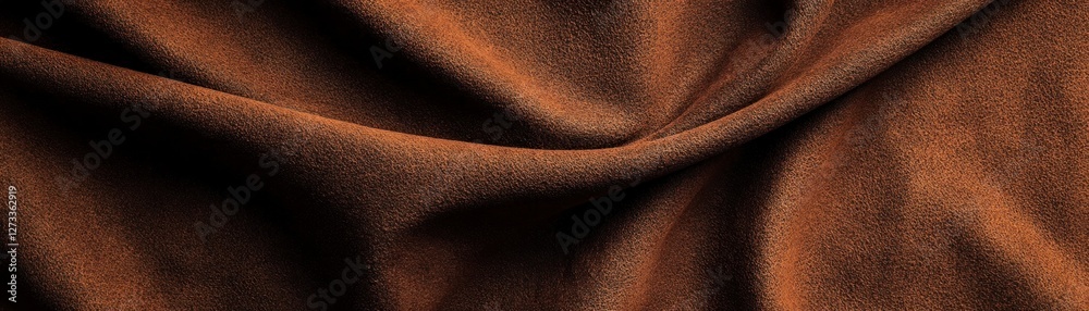 Poster Elegant brown textile with soft folds and shadows creating depth