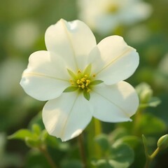 Obraz premium Close up of white flower on green background