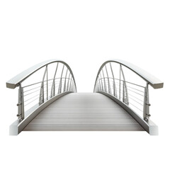 Modern Pedestrian Bridge Architectural Design Silver Metal Structure White Deck,