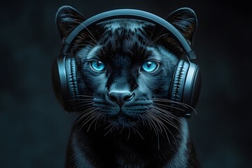 Cats wearing headphones, enjoying music with stylish accessories, perfect for creative projects, advertisements, and content related to pets, music, and relaxation