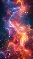 Digital technology translucent flowers and plants abstract graphics poster background