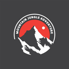 Mountain logo design inspiration, Mountain illustration, outdoor adventure . Vector graphic print for t shirt and other uses