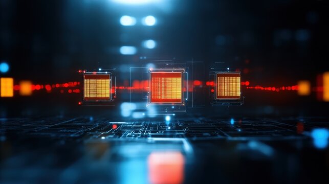 Innovative technology in action high-tech circuit board close-up digital world science futuristic environment macro perspective