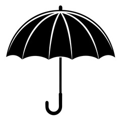 umbrella black silhouette vector, Simple silhouette Design vector icon with white background.