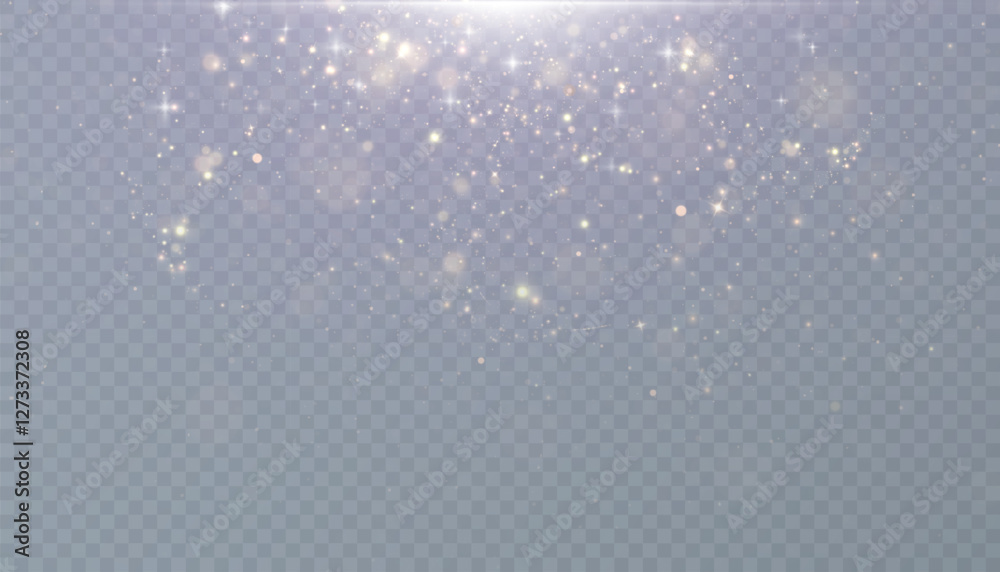 Poster glowing bokeh effect and shimmering highlights with bright particles, vibrant light effect isolated 