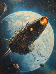 hyper realisitic astroanut , in space, incricate details, no flag, smooth and blended details, gallery fine art