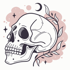 Unleash the Mystic Skulls: Explore Edgy and Unique Skull Illustrations for Bold, Abstract, and Expressionist with T-Shirt Designs.